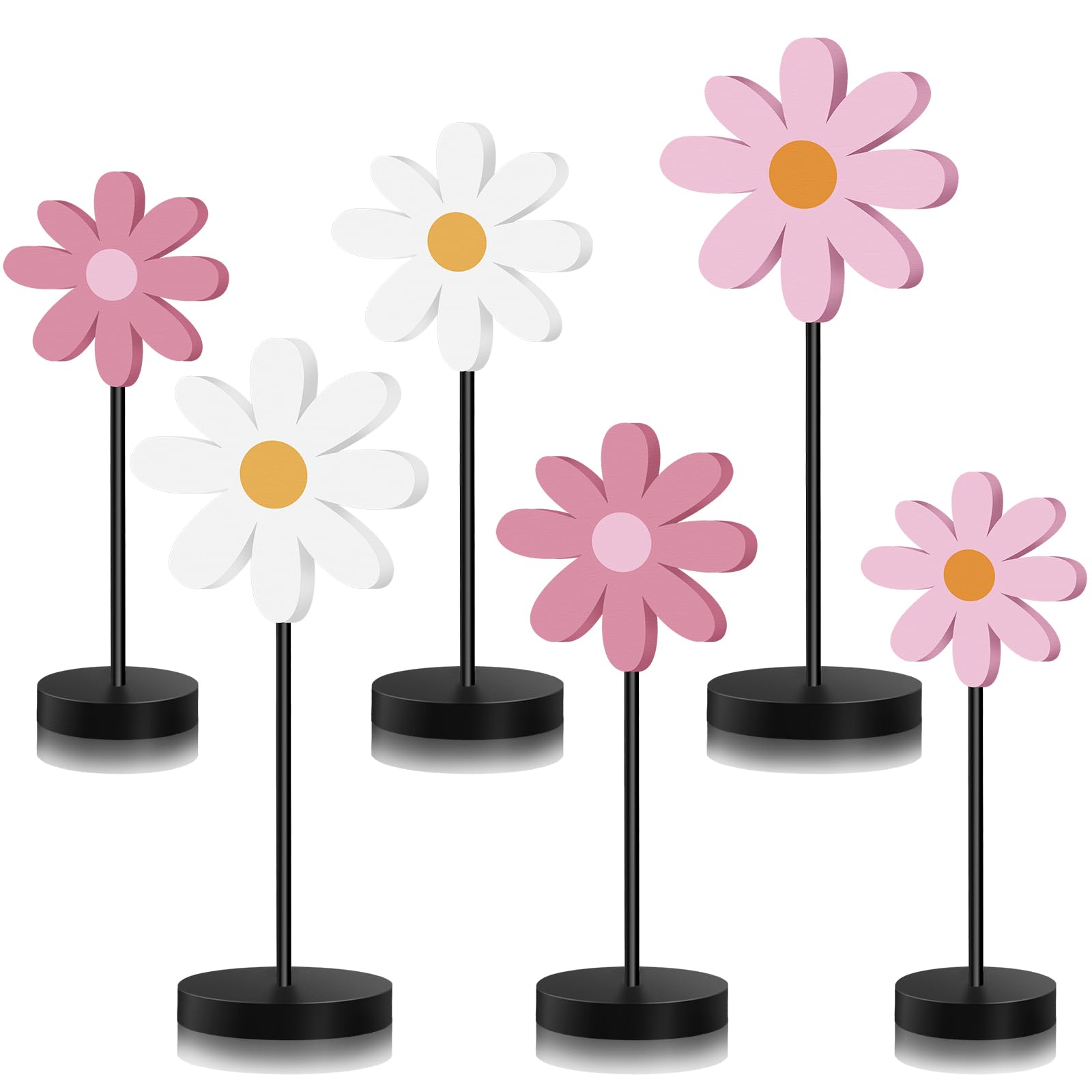 Amazon.com: Geetery 6 Pack Spring Floral Centerpieces Wooden Daisy